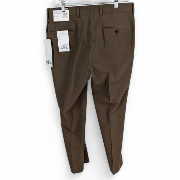 Bar Iii Men's Slim-Fit Wool Stretch Suit Dress Pants Brown 32 x 30 - Picture 7 of 7